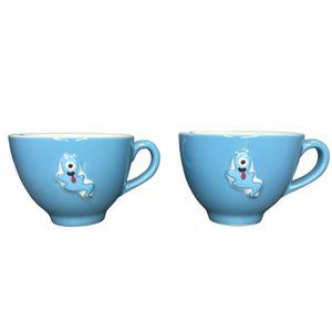 Starbucks 2006 Blue Boo Ghost Halloween Coffee Cup Mug One Eyed Ghost Set of 2‎